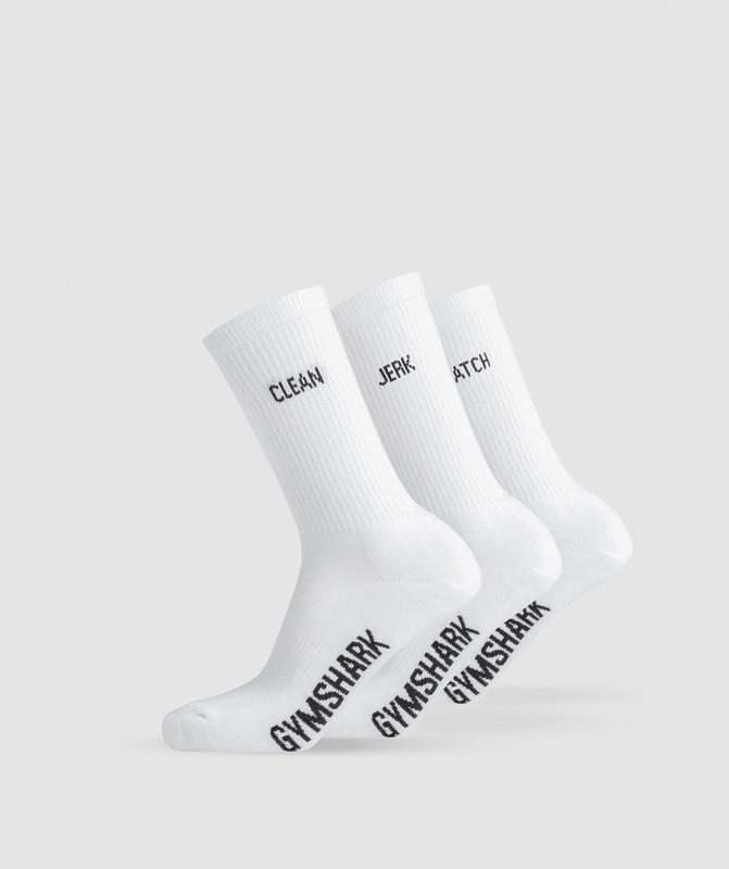 Gymshark Graphic Weightlifting Socks 3pk Strumpor Dam Vita | 032JBRONS