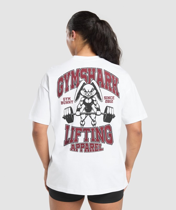 Gymshark Gym Bunny Oversized Tee T-Shirt Dam Vita | 059SFCXMH