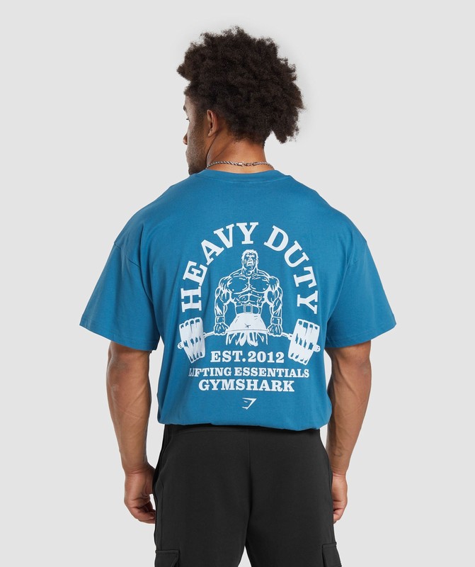 Gymshark Heavy Duty T-Shirt T-Shirt Herr Blå | 197NLJXBH