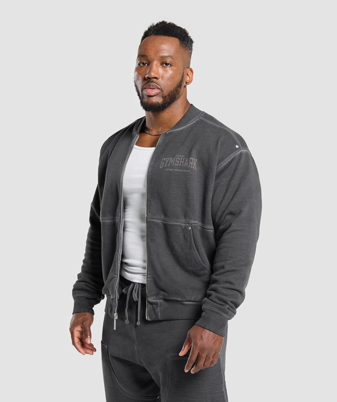Gymshark Heavyweight Bomber Jacket Jacka Herr Svarta Tvätt | 315SJQZAY
