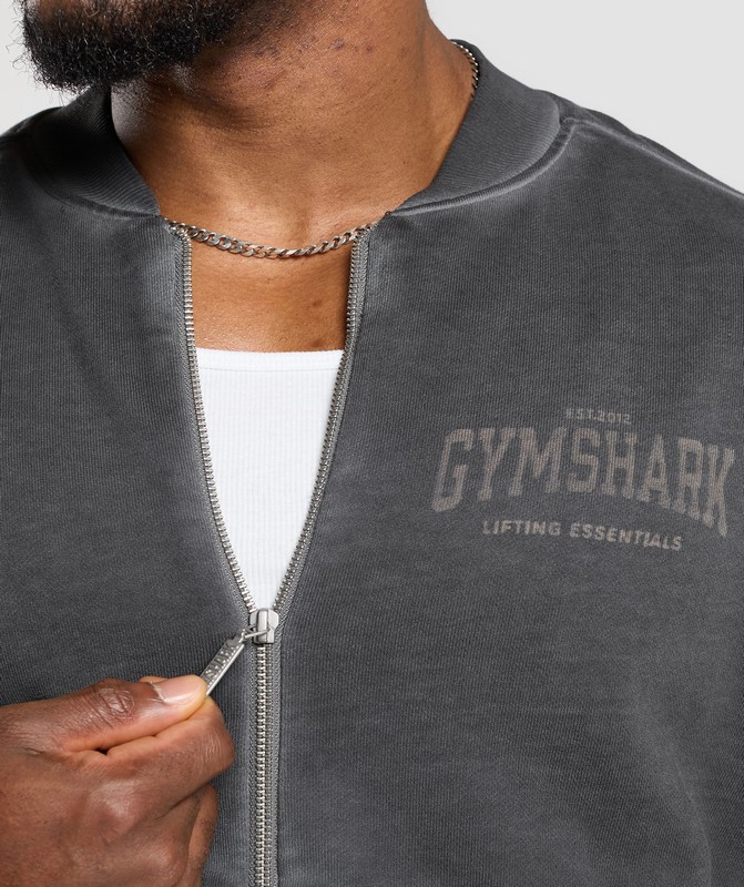 Gymshark Heavyweight Bomber Jacket Jacka Herr Svarta Tvätt | 315SJQZAY