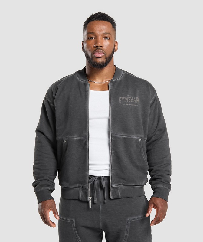 Gymshark Heavyweight Bomber Jacket Jacka Herr Svarta Tvätt | 315SJQZAY