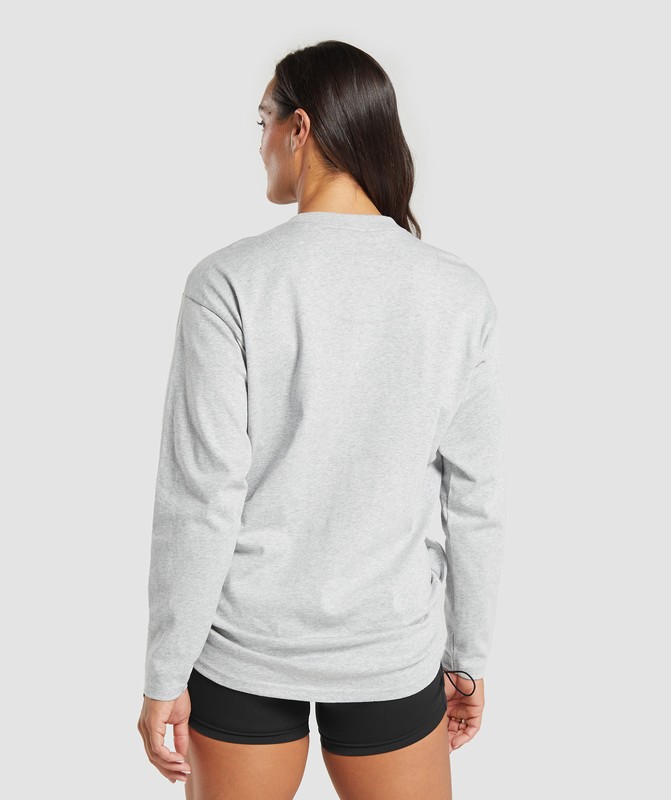 Gymshark Heavyweight Cotton Long Sleeve Top Top Dam Ljusgrå | 273TMFBZA