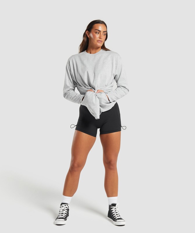 Gymshark Heavyweight Cotton Long Sleeve Top Top Dam Ljusgrå | 273TMFBZA