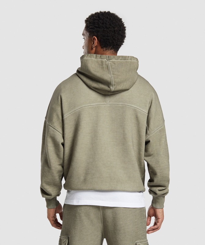 Gymshark Heavyweight Washed Hoodie Hoodie Herr Gröna | 723JDFXYK