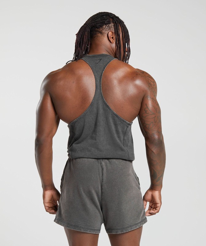 Gymshark Heritage Washed Stringer Stringer Herr Grå | 173WYISJQ