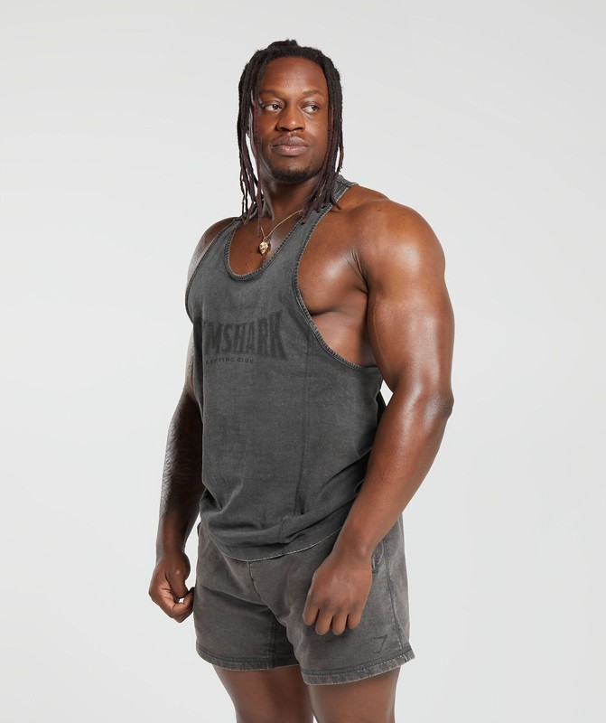 Gymshark Heritage Washed Stringer Stringer Herr Grå | 173WYISJQ