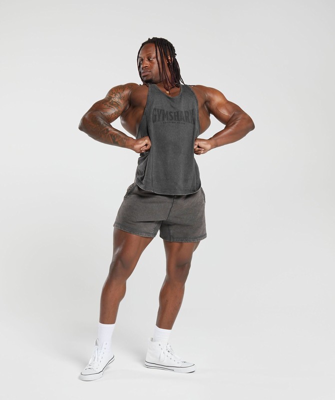 Gymshark Heritage Washed Stringer Stringer Herr Grå | 173WYISJQ