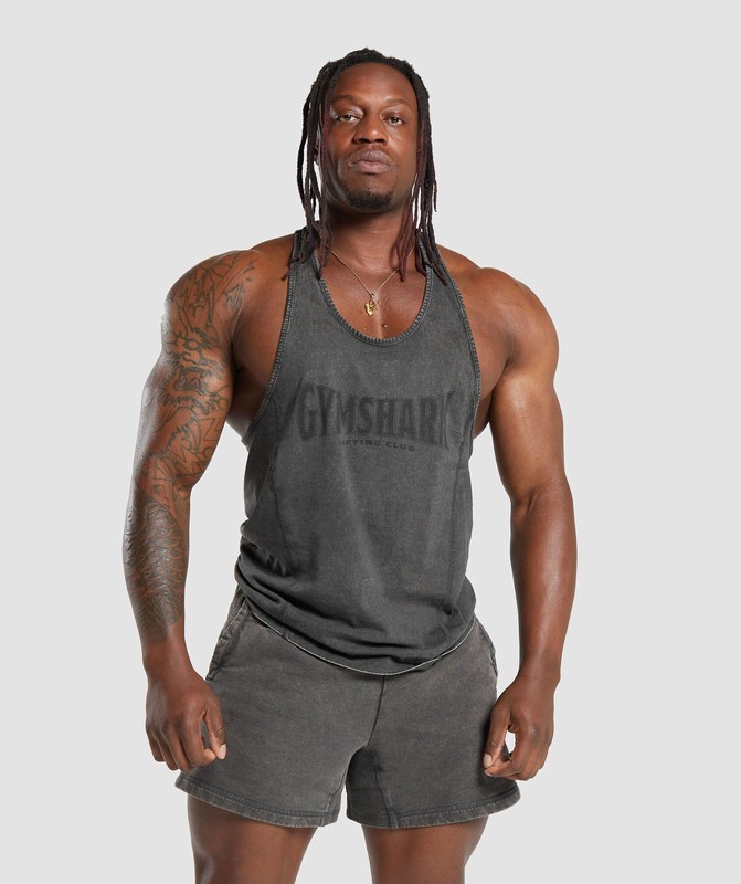 Gymshark Heritage Washed Stringer Stringer Herr Grå | 173WYISJQ