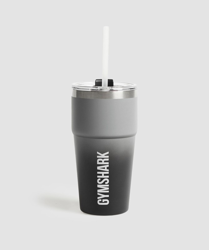 Gymshark Insulated Straw Cup Straw Cup Herr Grå Svarta | 609PQLHOG