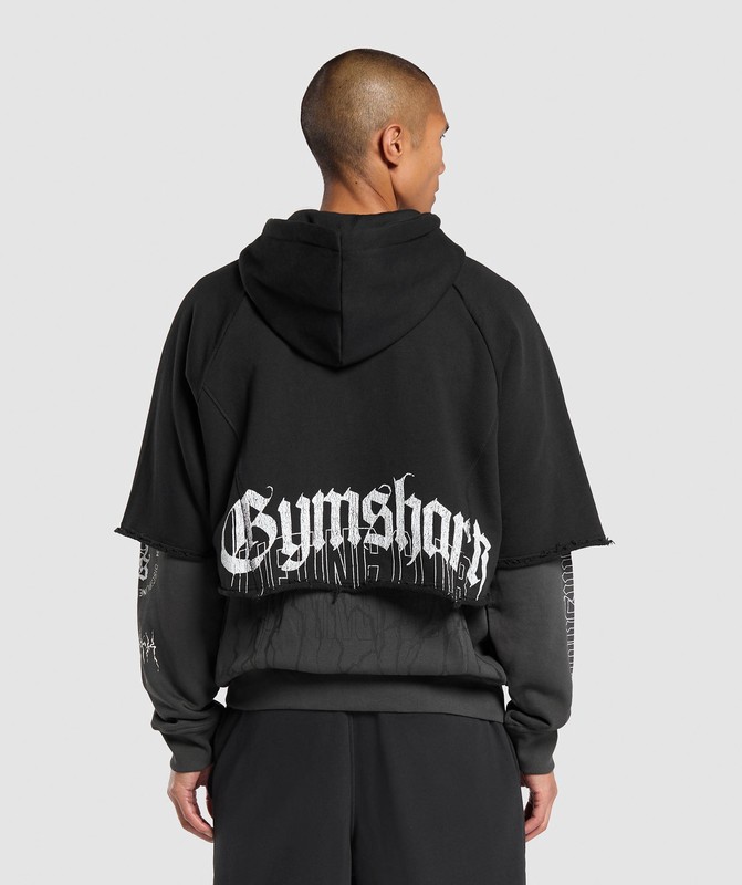 Gymshark Layered Zip Up Hoodie Hoodie Herr Svarta Grå | 641ZJGUYB