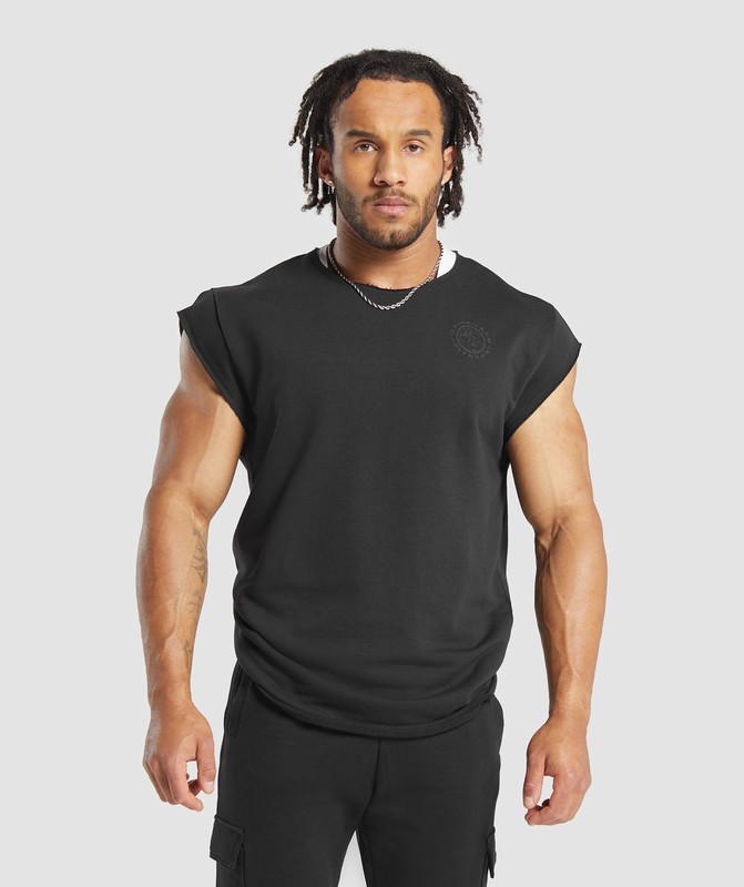 Gymshark Legacy Cap Sleeve Rag Top Top Herr Svarta | 014ECQDXZ