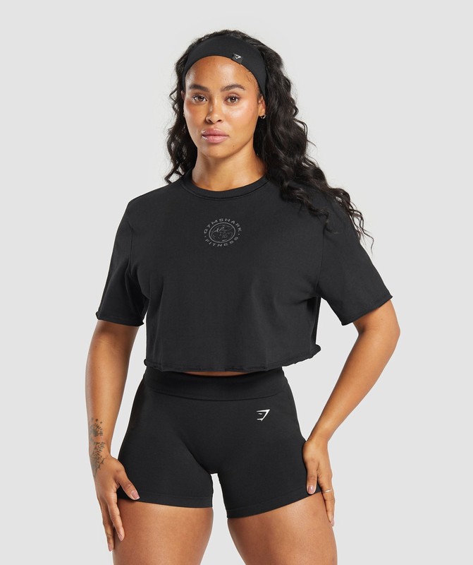 Gymshark Legacy Crop Top Crop Top Dam Svarta | 159QUWAPC