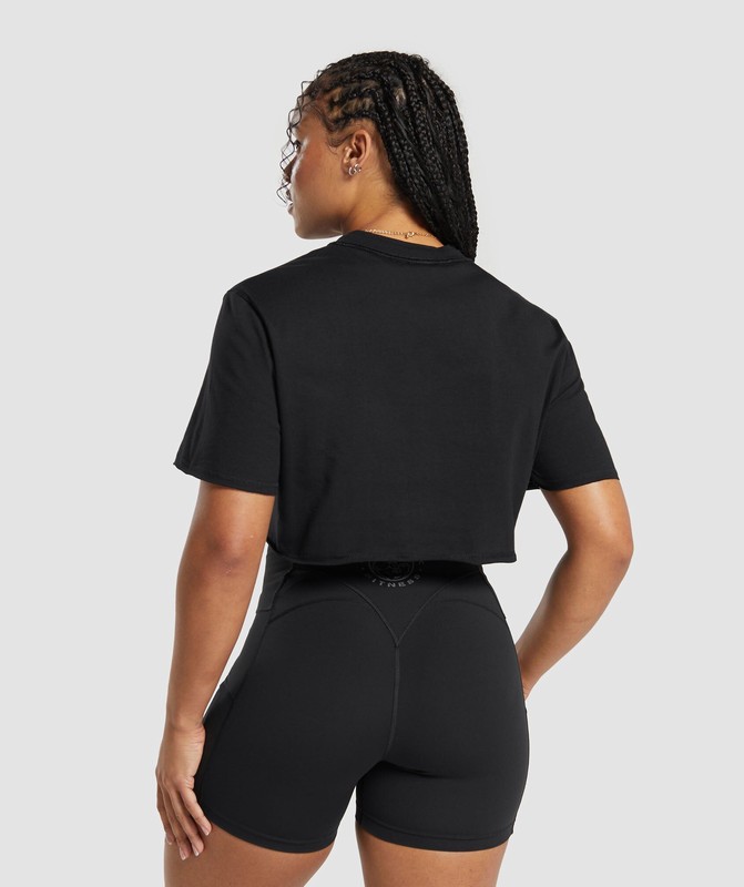 Gymshark Legacy Graphic Crop Top Crop Top Dam Svarta | 482NBISVZ