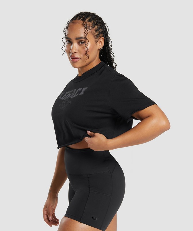 Gymshark Legacy Graphic Crop Top Crop Top Dam Svarta | 482NBISVZ
