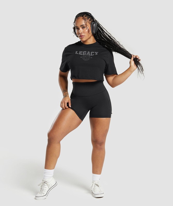 Gymshark Legacy Graphic Crop Top Crop Top Dam Svarta | 482NBISVZ