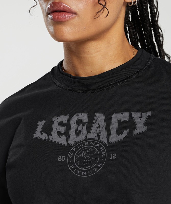 Gymshark Legacy Graphic Crop Top Crop Top Dam Svarta | 482NBISVZ