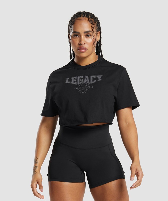 Gymshark Legacy Graphic Crop Top Crop Top Dam Svarta | 482NBISVZ
