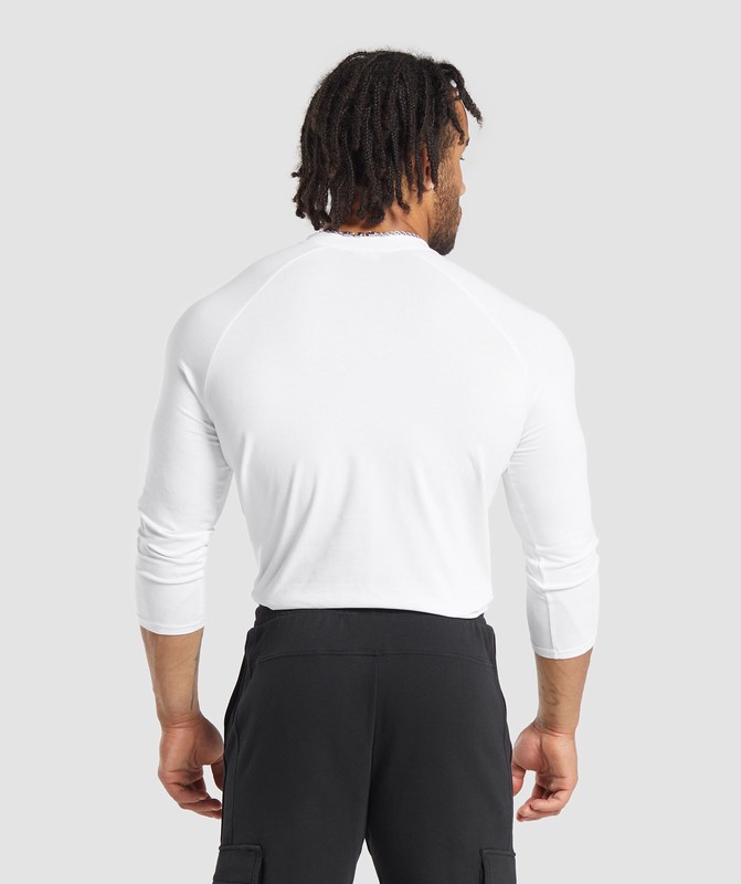 Gymshark Legacy Henley Tröjor Herr Vita | 348YJGBEZ