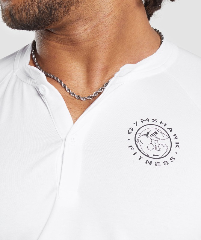Gymshark Legacy Henley Tröjor Herr Vita | 348YJGBEZ