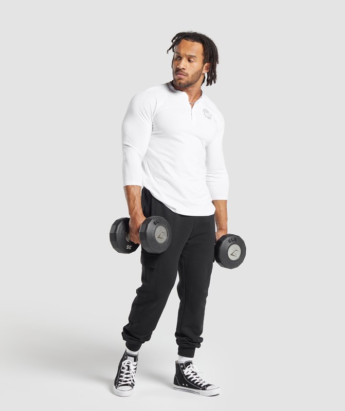 Gymshark Legacy Henley Tröjor Herr Vita | 348YJGBEZ