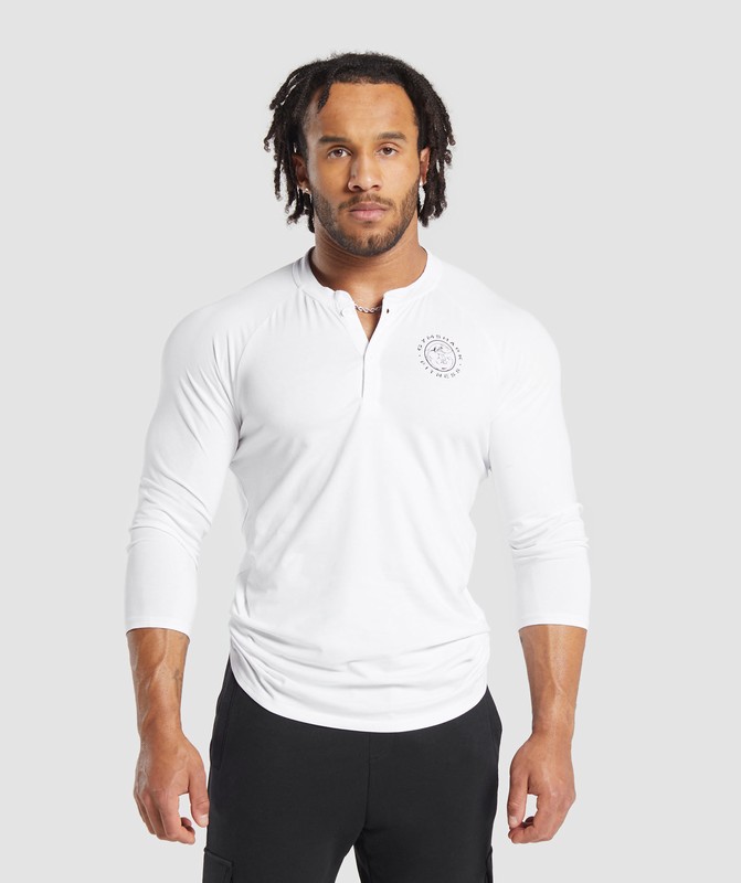 Gymshark Legacy Henley Tröjor Herr Vita | 348YJGBEZ