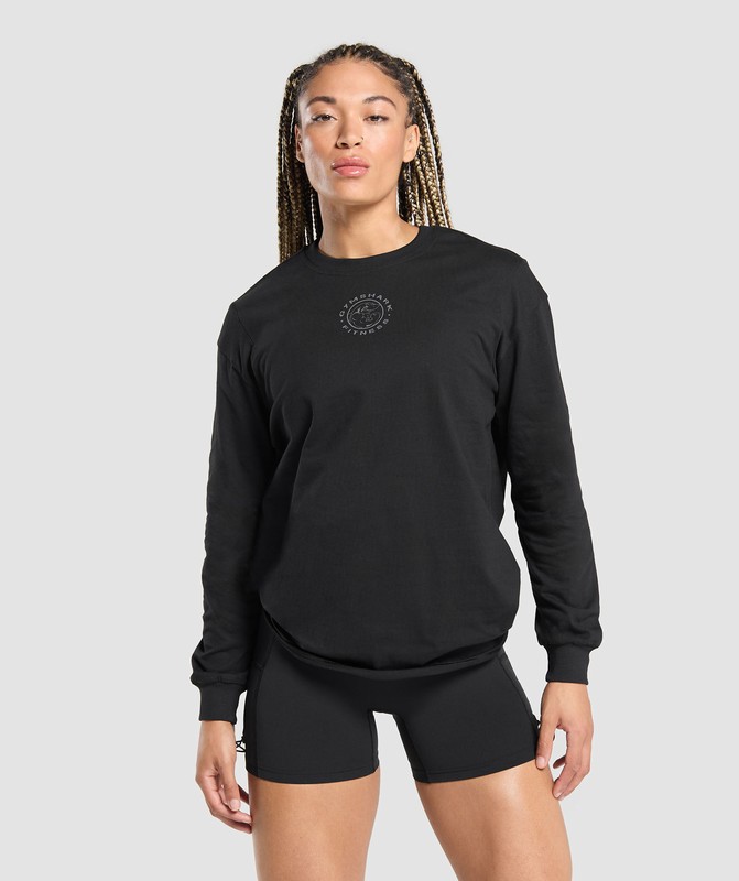 Gymshark Legacy Oversized Long Sleeve Top Top Dam Svarta | 524EZKAIH