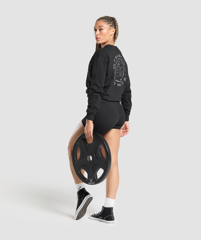 Gymshark Legacy Oversized Long Sleeve Top Top Dam Svarta | 524EZKAIH