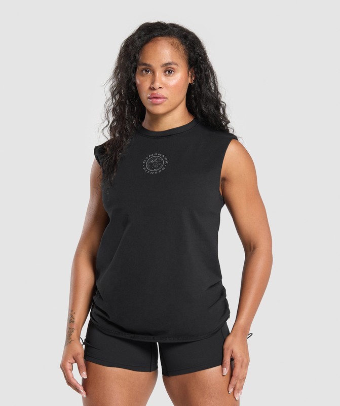 Gymshark Legacy Oversized Tank Linne Dam Svarta | 417WNPXRJ