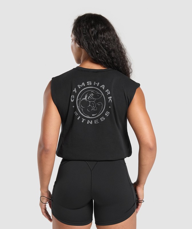 Gymshark Legacy Oversized Tank Linne Dam Svarta | 417WNPXRJ
