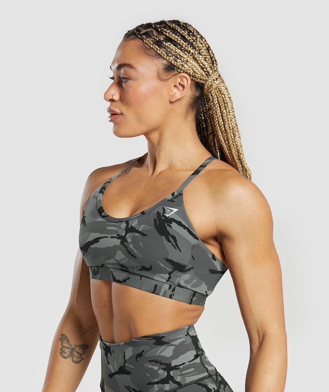Gymshark Legacy Printed Sports Bra Sport BH Dam Grå | 641EFXRCV