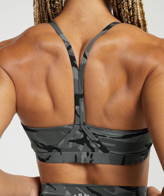 Gymshark Legacy Printed Sports Bra Sport BH Dam Grå | 641EFXRCV