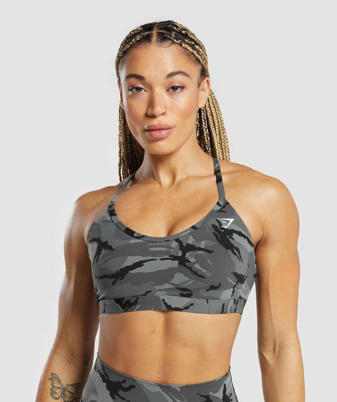Gymshark Legacy Printed Sports Bra Sport BH Dam Grå | 641EFXRCV