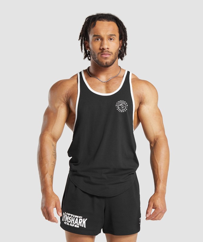 Gymshark Legacy Ringer Stringer Stringer Herr Svarta Vita | 139SZIWCT