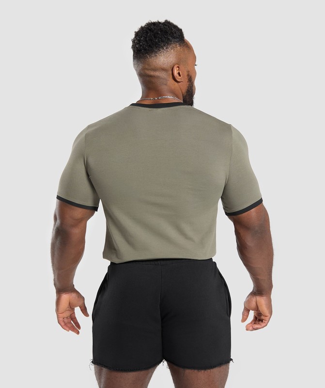 Gymshark Legacy Ringer T-Shirt T-Shirt Herr Gröna Svarta | 217WNYOZC