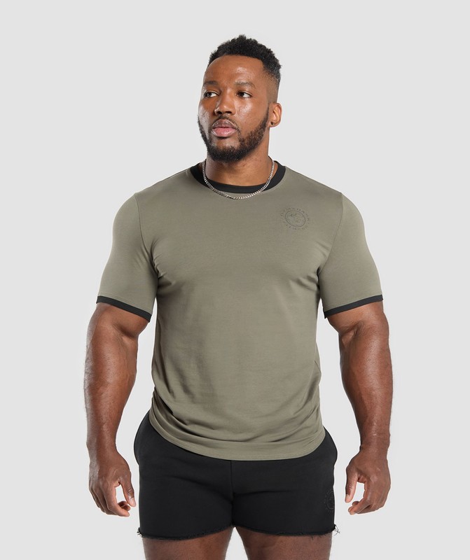 Gymshark Legacy Ringer T-Shirt T-Shirt Herr Gröna Svarta | 217WNYOZC