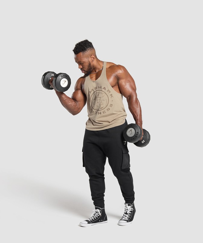 Gymshark Legacy Stringer Stringer Herr Bruna | 052IVFPCD