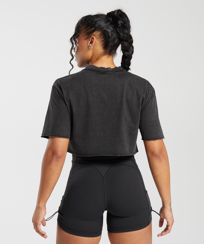 Gymshark Legacy Washed Crop Top Crop Top Dam Svarta | 910VZQMUO