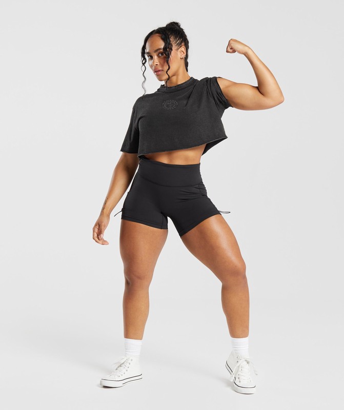 Gymshark Legacy Washed Crop Top Crop Top Dam Svarta | 910VZQMUO