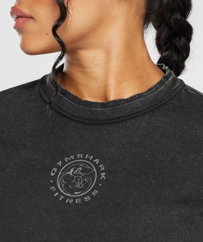 Gymshark Legacy Washed Crop Top Crop Top Dam Svarta | 910VZQMUO