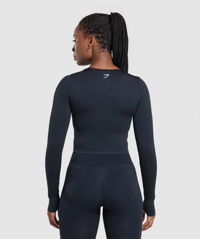 Gymshark Lift Seamless Zip Up Jacket Jacka Dam Blå Svarta | 613UBMCKS