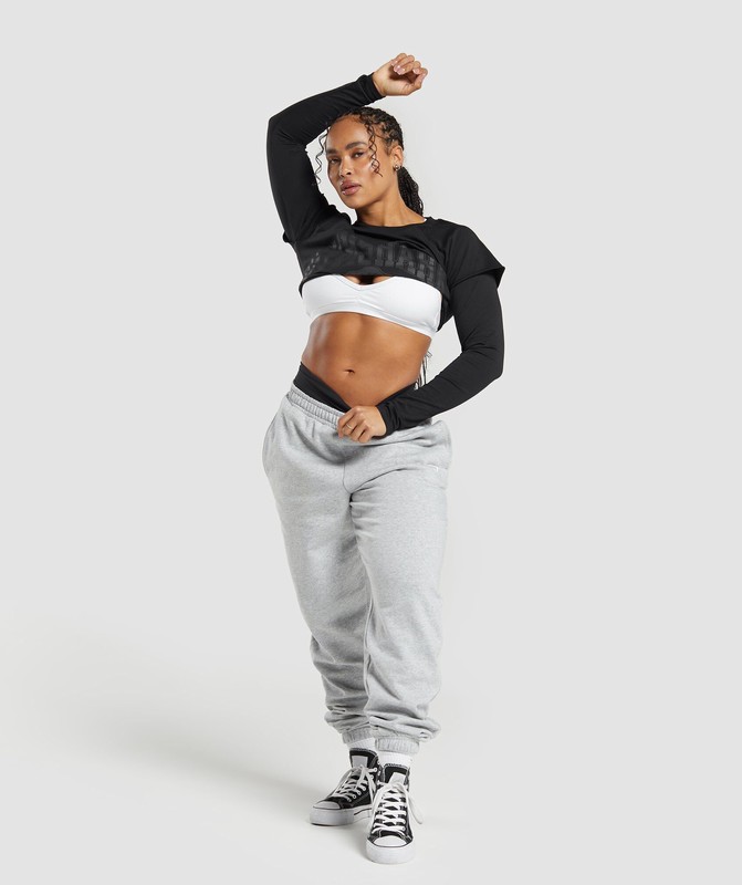 Gymshark Lifting 2 In 1 Long Sleeve Crop Top Crop Top Dam Svarta | 173KYAODZ