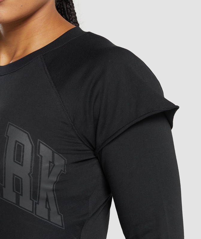 Gymshark Lifting 2 In 1 Long Sleeve Crop Top Crop Top Dam Svarta | 173KYAODZ