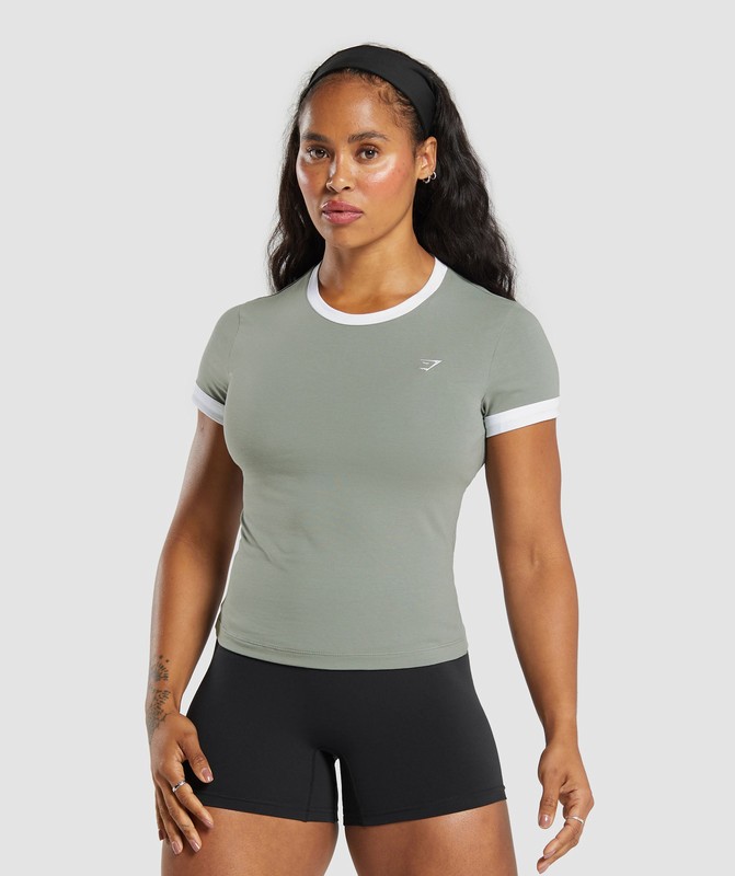 Gymshark Lifting Baby T-Shirt T-Shirt Dam Gröna Vita | 102GBTMRK