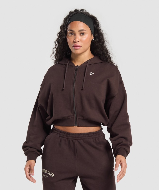 Gymshark Lifting Club Cropped Zip Up Hoodie Hoodie Dam Bruna | 023EMBJUF