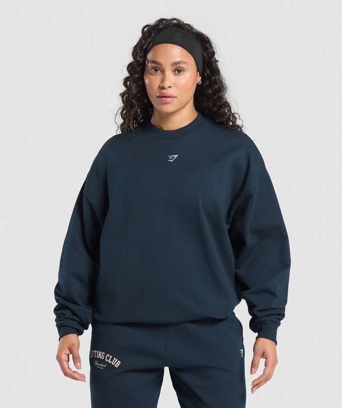 Gymshark Lifting Club Oversized Sweatshirt Tröjor Dam Marinblå | 375ASKUEF