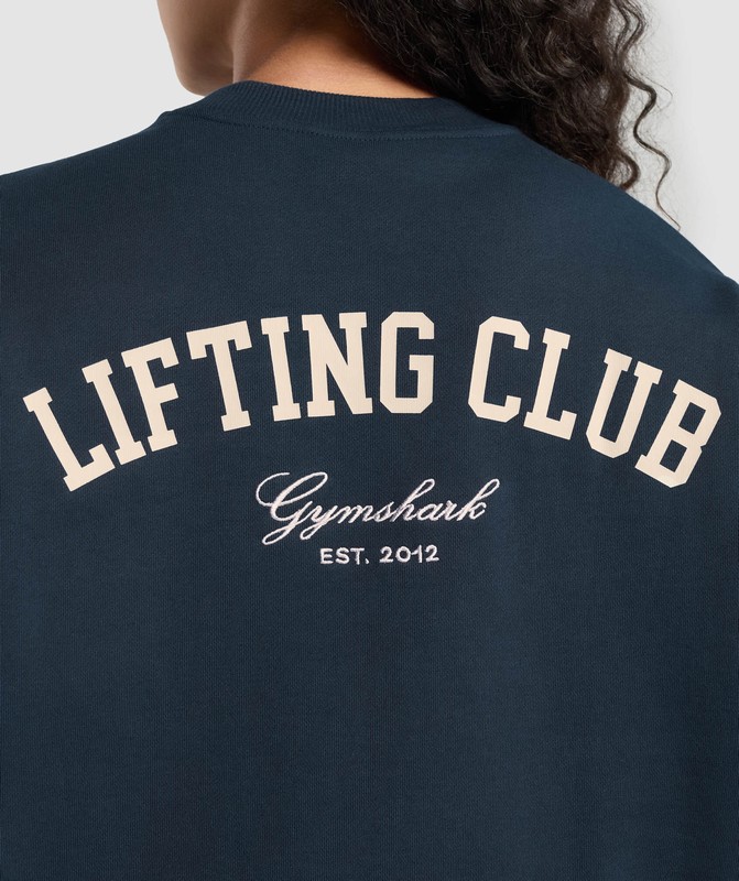 Gymshark Lifting Club Oversized Sweatshirt Tröjor Dam Marinblå | 375ASKUEF