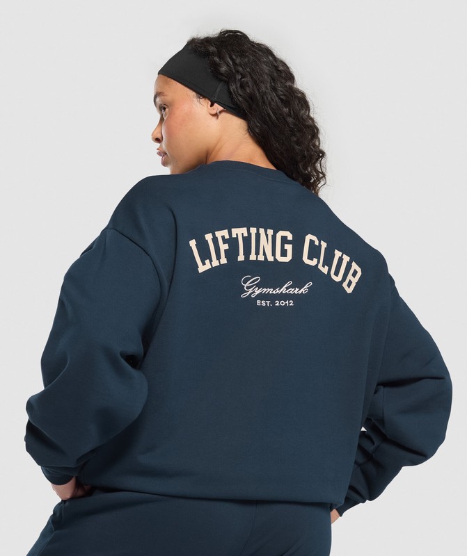 Gymshark Lifting Club Oversized Sweatshirt Tröjor Dam Marinblå | 375ASKUEF
