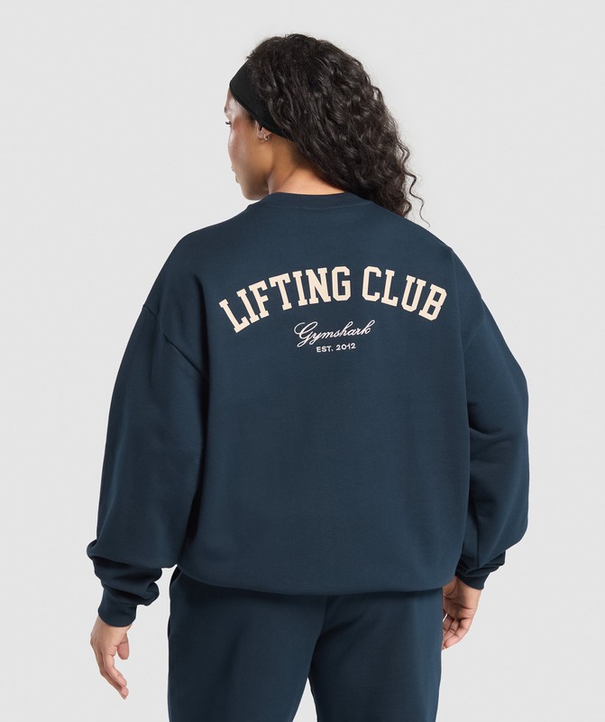 Gymshark Lifting Club Oversized Sweatshirt Tröjor Dam Marinblå | 375ASKUEF