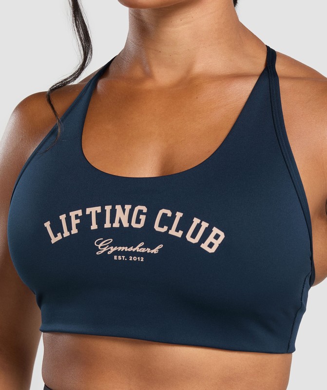 Gymshark Lifting Club Retro Bra BH Dam Marinblå | 831FRNJTK